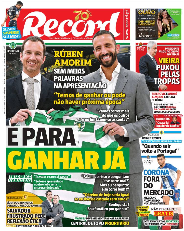 Noticias deportivas en los periódicos del mundo del 6 de marzo de 2020