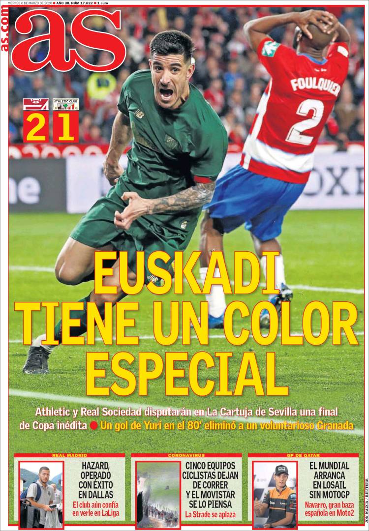 Noticias deportivas en los periódicos del mundo del 6 de marzo de 2020