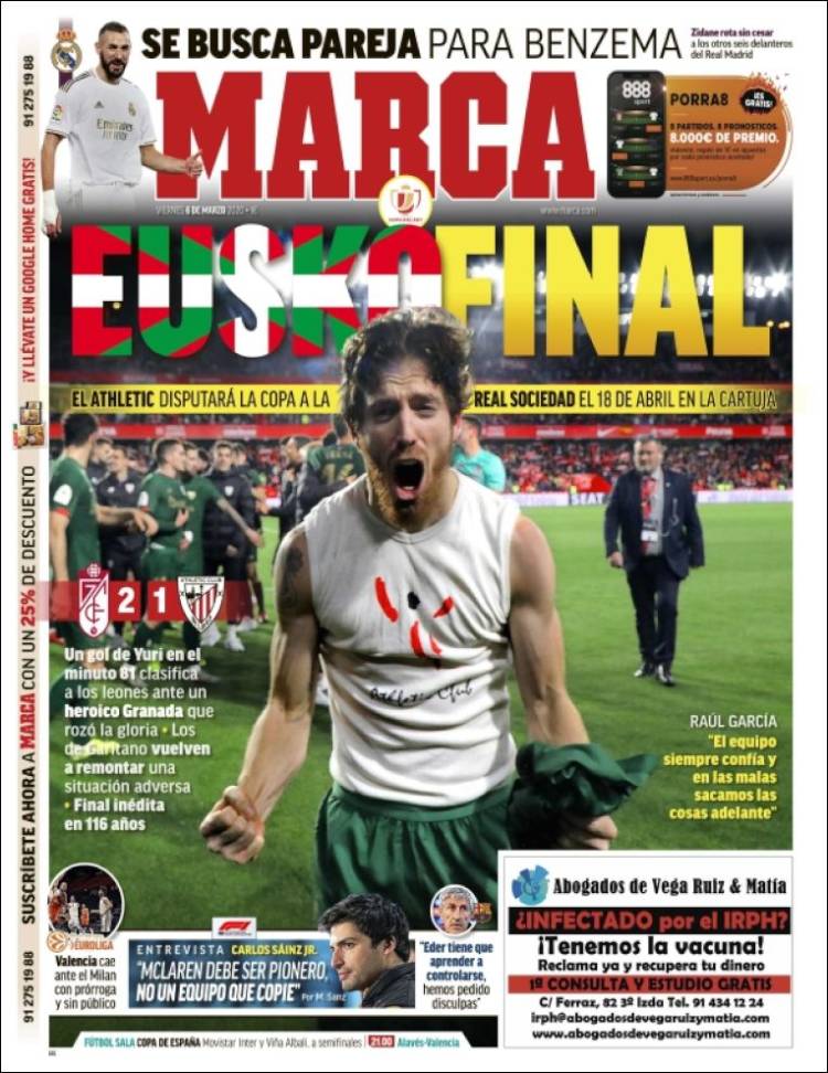 Noticias deportivas en los periódicos del mundo del 6 de marzo de 2020