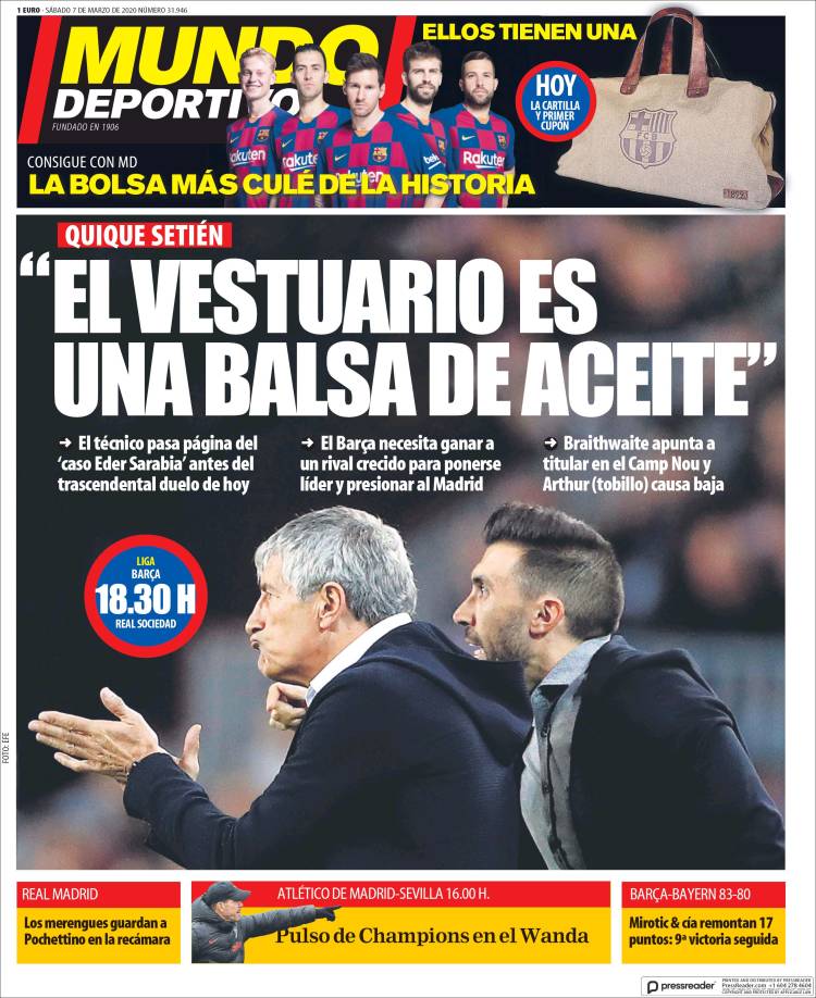 Noticias deportivas en los periódicos del mundo del 7 de marzo de 2020