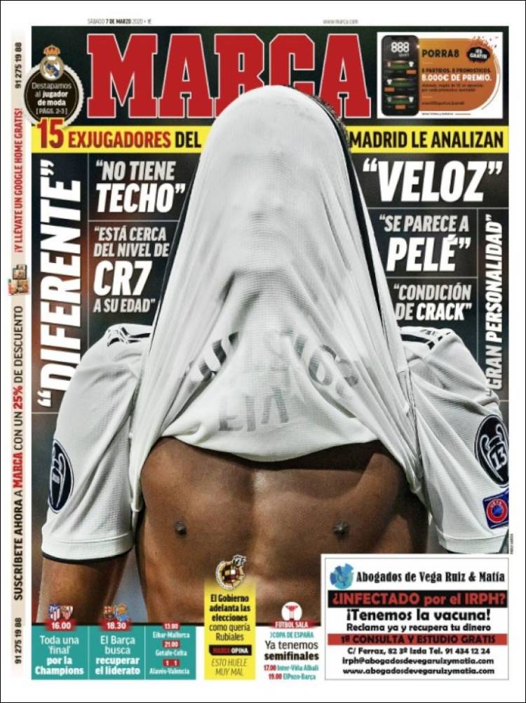 Noticias deportivas en los periódicos del mundo del 7 de marzo de 2020