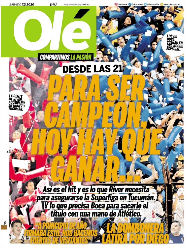 Noticias deportivas en los periódicos del mundo del 7 de marzo de 2020