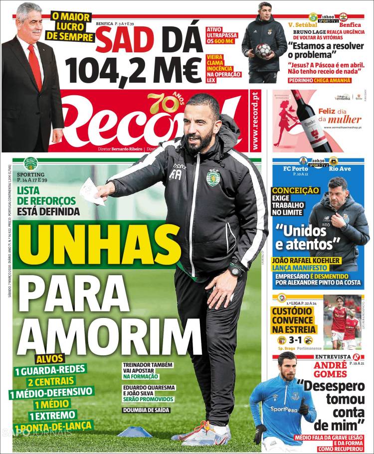 Noticias deportivas en los periódicos del mundo del 7 de marzo de 2020