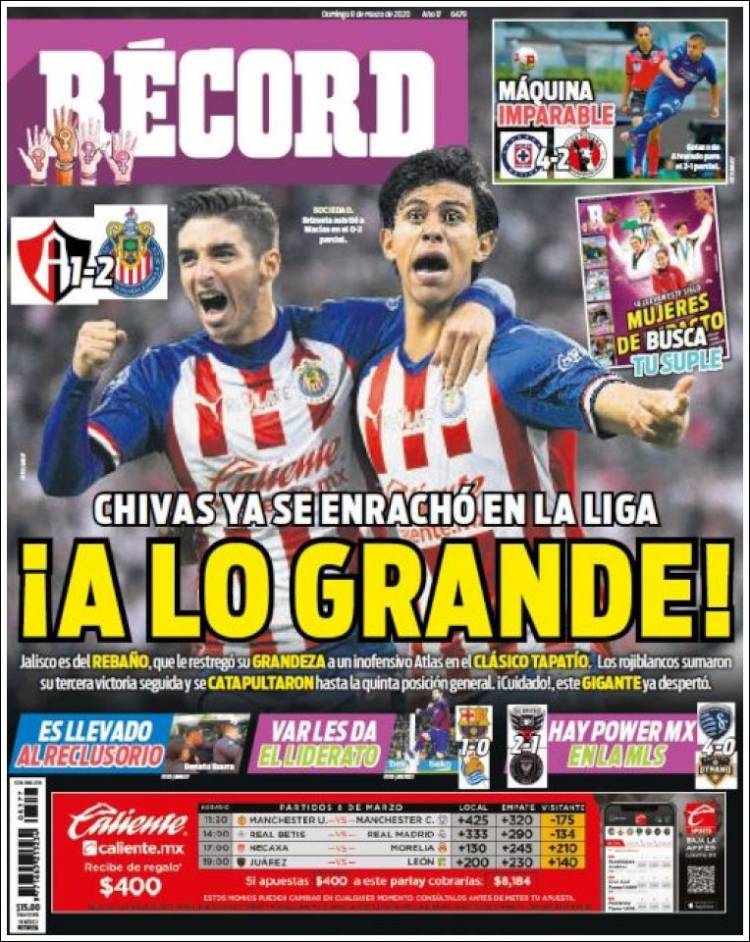 Noticias deportivas en los periódicos del mundo del 8 de marzo de 2020