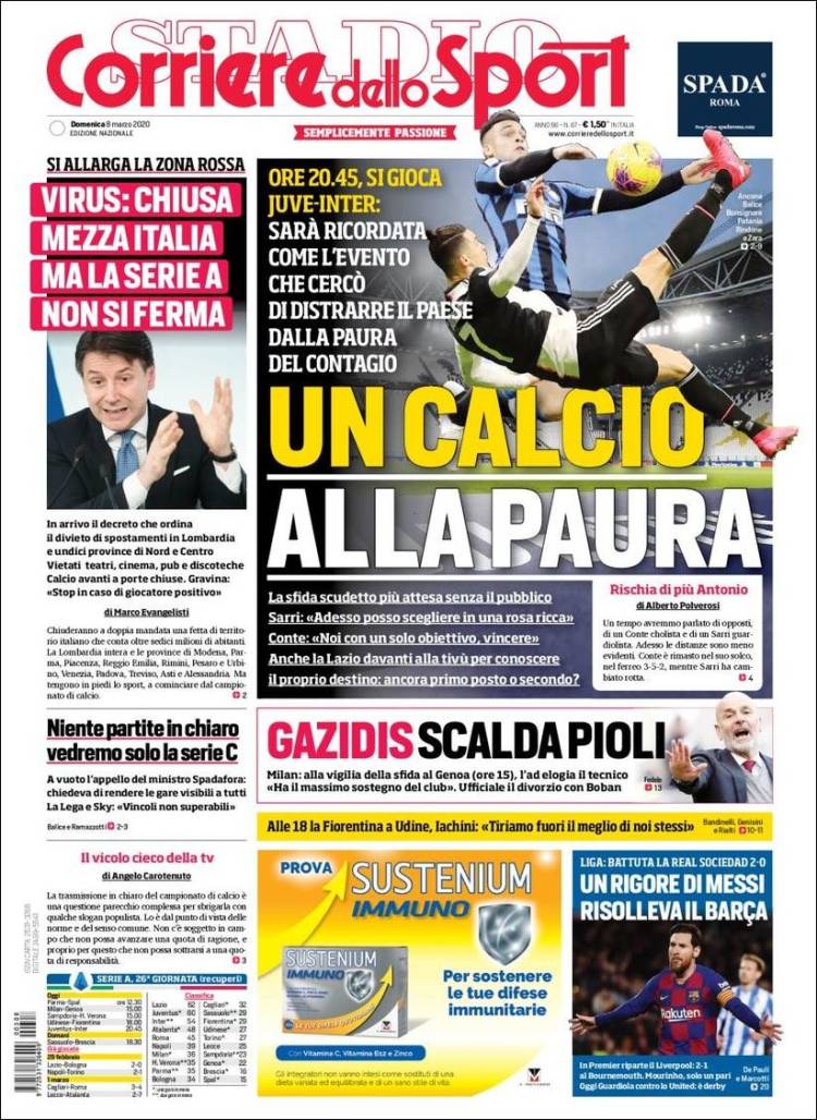 Noticias deportivas en los periódicos del mundo del 8 de marzo de 2020