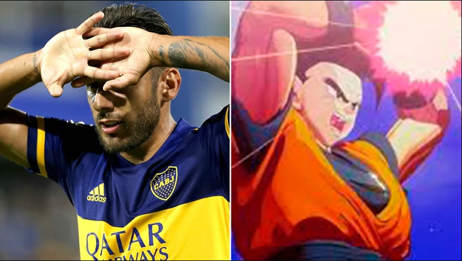 Uno más de los peculiares festejos del jugador argentino.