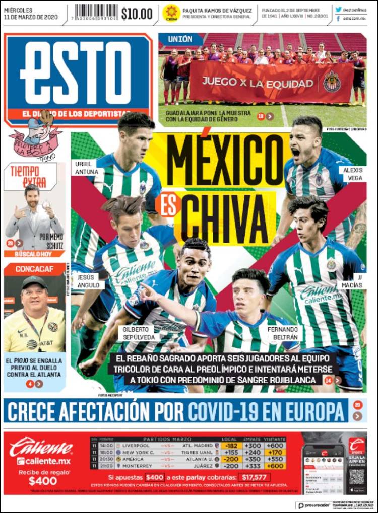Noticias deportivas en los periódicos del mundo de 11 de marzo de 2020
