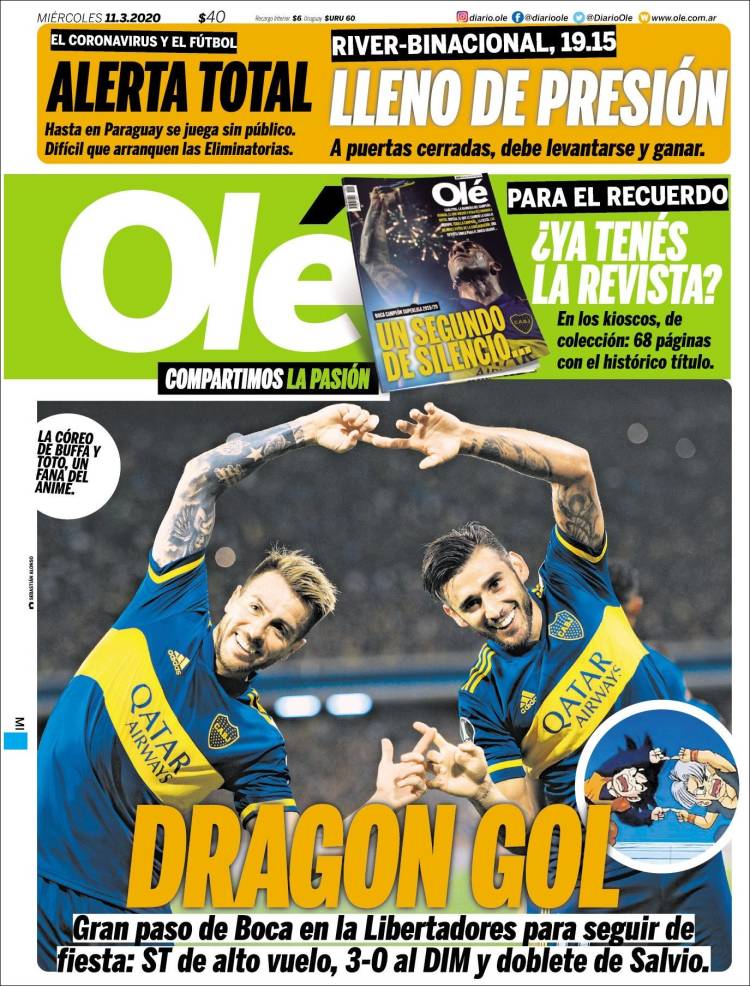Noticias deportivas en los periódicos del mundo de 11 de marzo de 2020