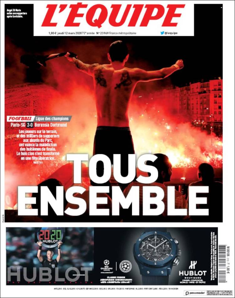 Noticias deportivas en los periódicos del mundo de 12 de marzo de 2020