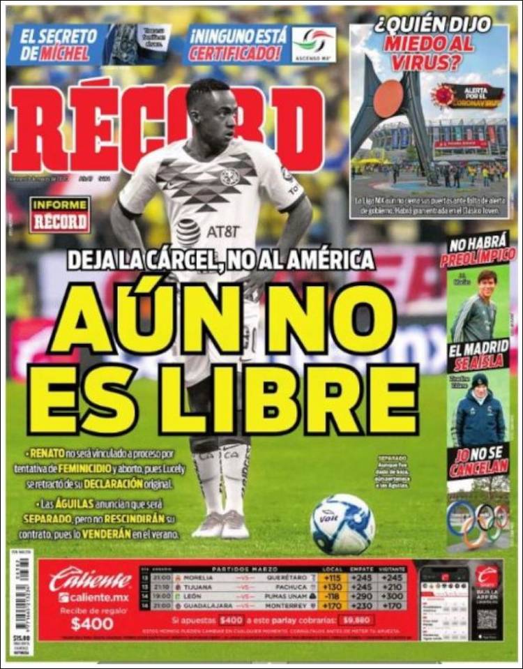 Noticias deportivas en los periódicos del mundo de 13 de marzo de 2020