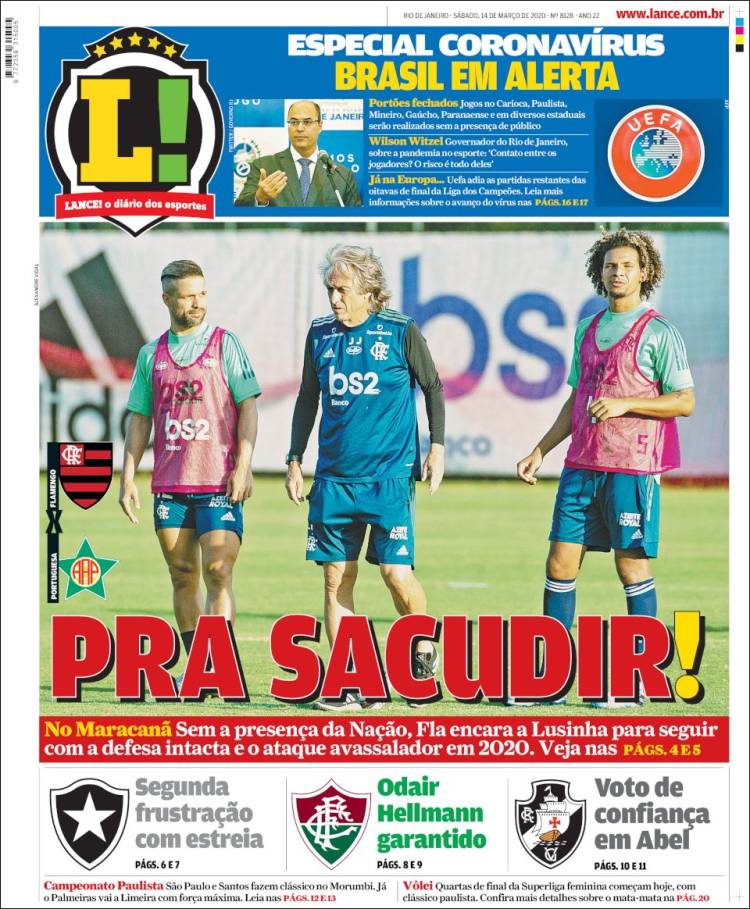 Noticias deportivas en los periódicos del mundo de 14 de marzo de 2020