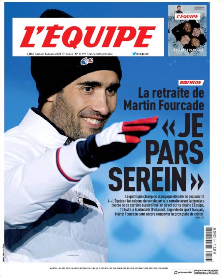 Noticias deportivas en los periódicos del mundo de 14 de marzo de 2020
