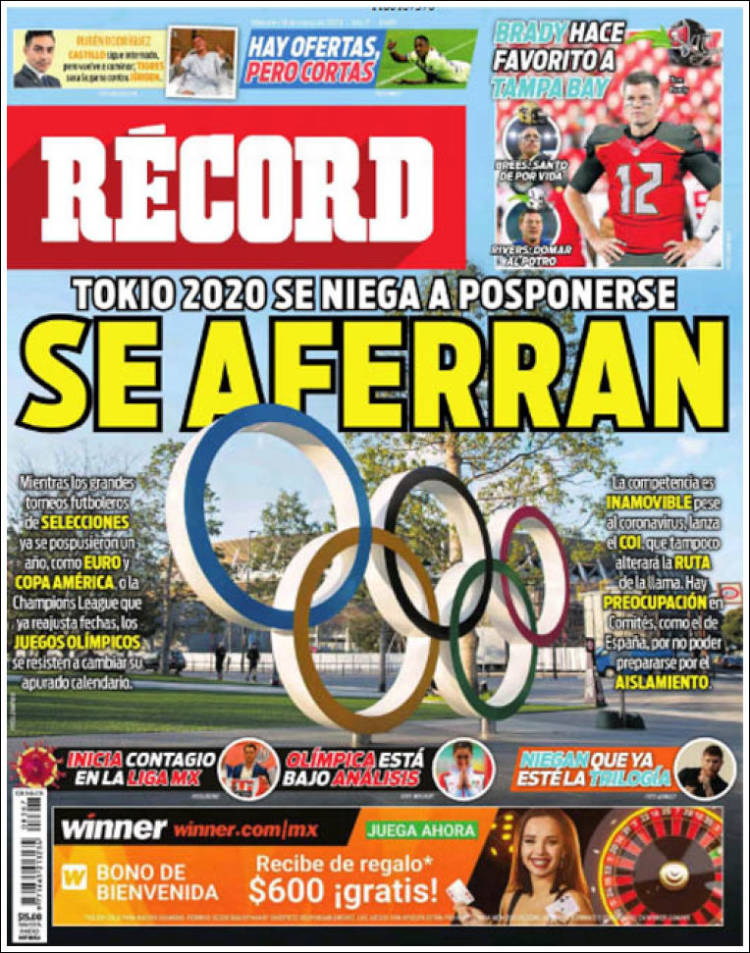 Noticias deportivas en los periódicos del mundo de 18 de marzo de 2020
