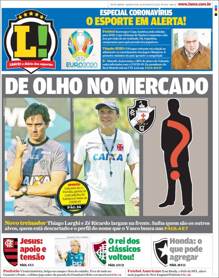 Noticias deportivas en los periódicos del mundo de 18 de marzo de 2020