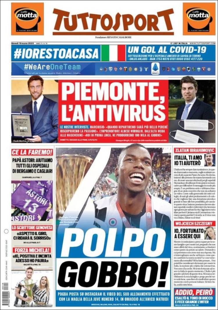 Noticias deportivas en los periódicos del mundo de 19 de marzo de 2020