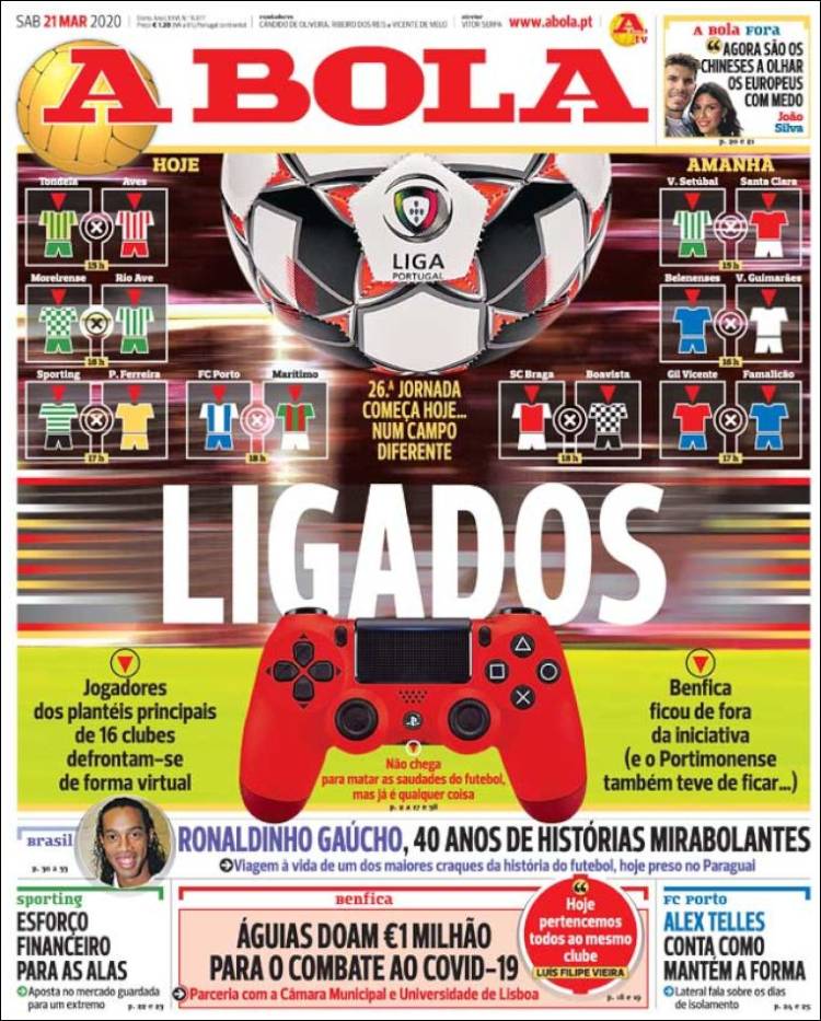 Noticias deportivas en los periódicos del mundo de 21 de marzo de 2020
