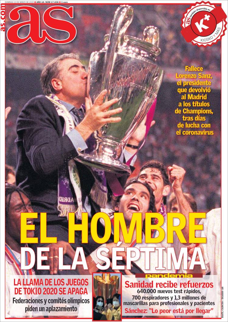 Noticias deportivas en los periódicos del mundo de 22 de marzo de 2020