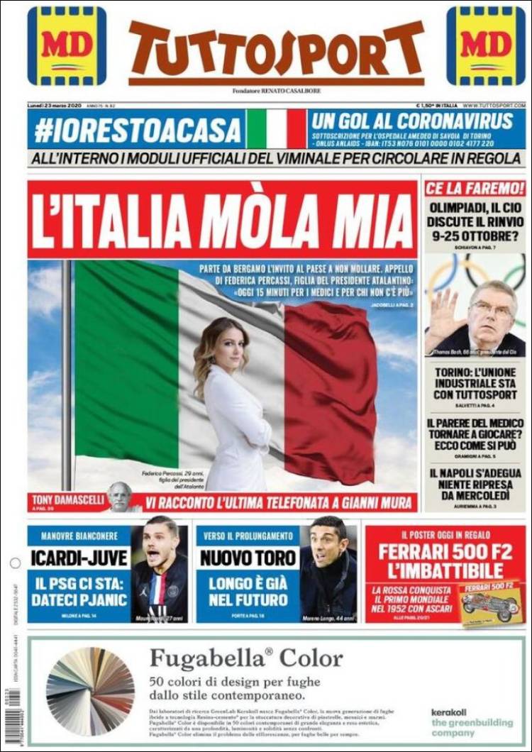 Noticias deportivas en los periódicos del mundo de 23 de marzo de 2020