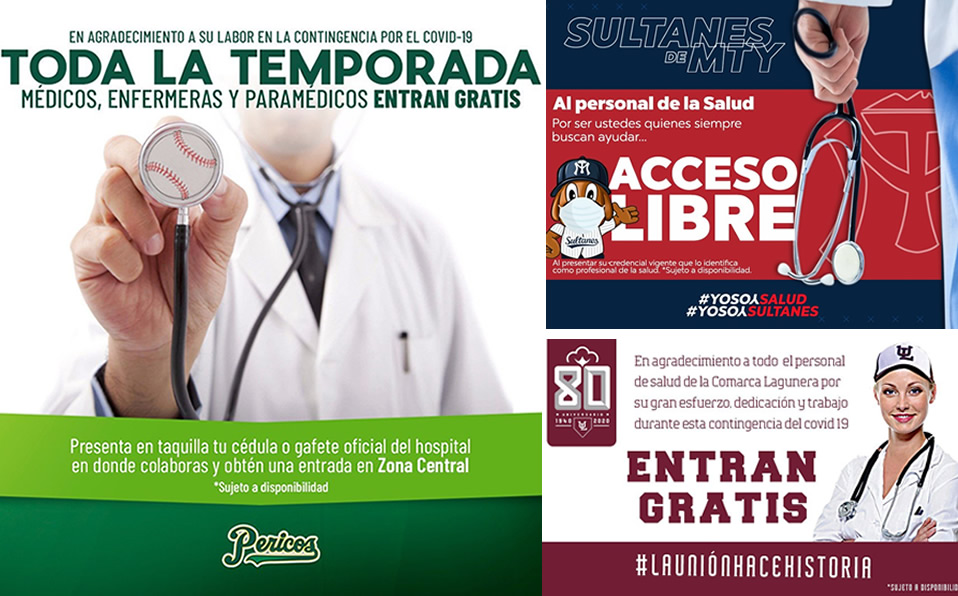 Médicos, enfermeras y paramédicos entrarán gratis al beisbol