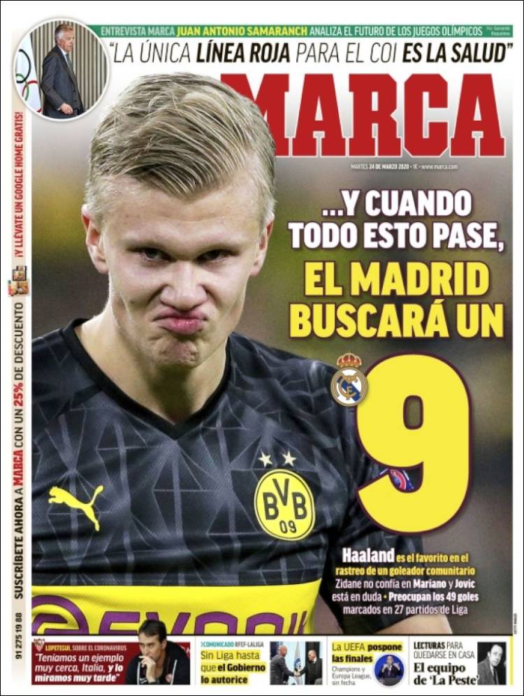 Noticias deportivas en los periódicos del mundo de 24 de marzo de 2020