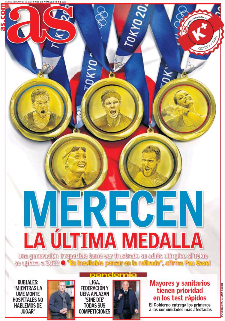 Noticias deportivas en los periódicos del mundo de 24 de marzo de 2020