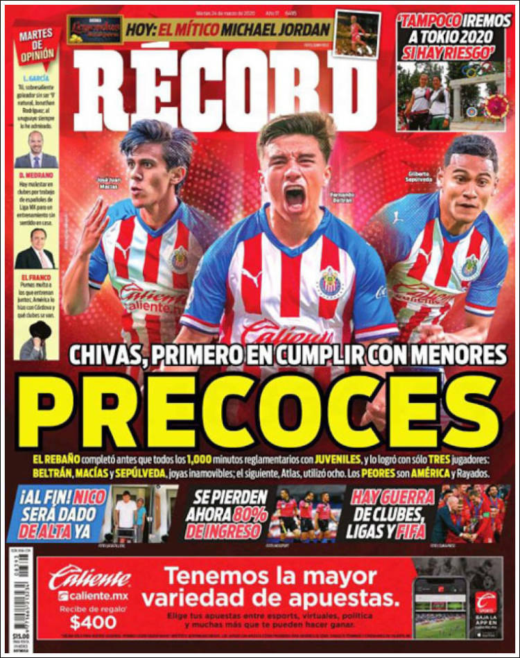 Noticias deportivas en los periódicos del mundo de 24 de marzo de 2020