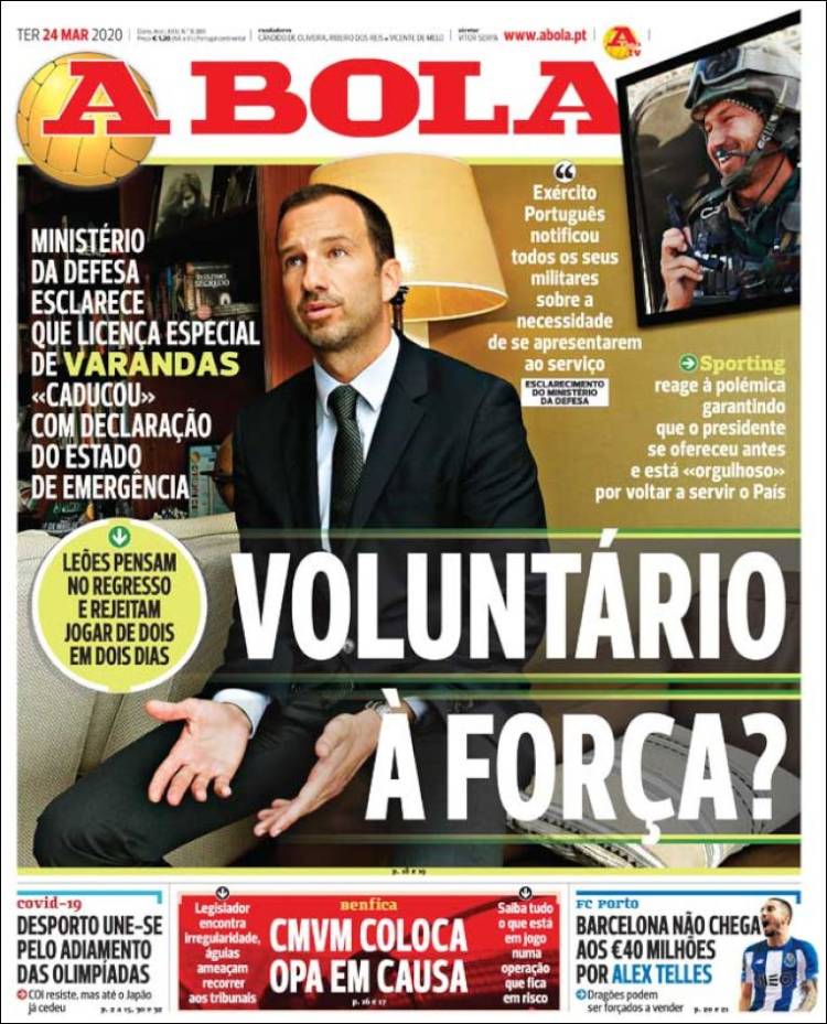 Noticias deportivas en los periódicos del mundo de 24 de marzo de 2020