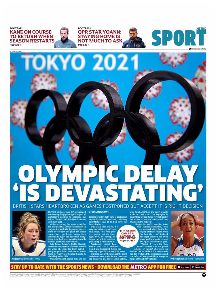 Noticias deportivas en los periódicos del mundo de 25 de marzo de 2020