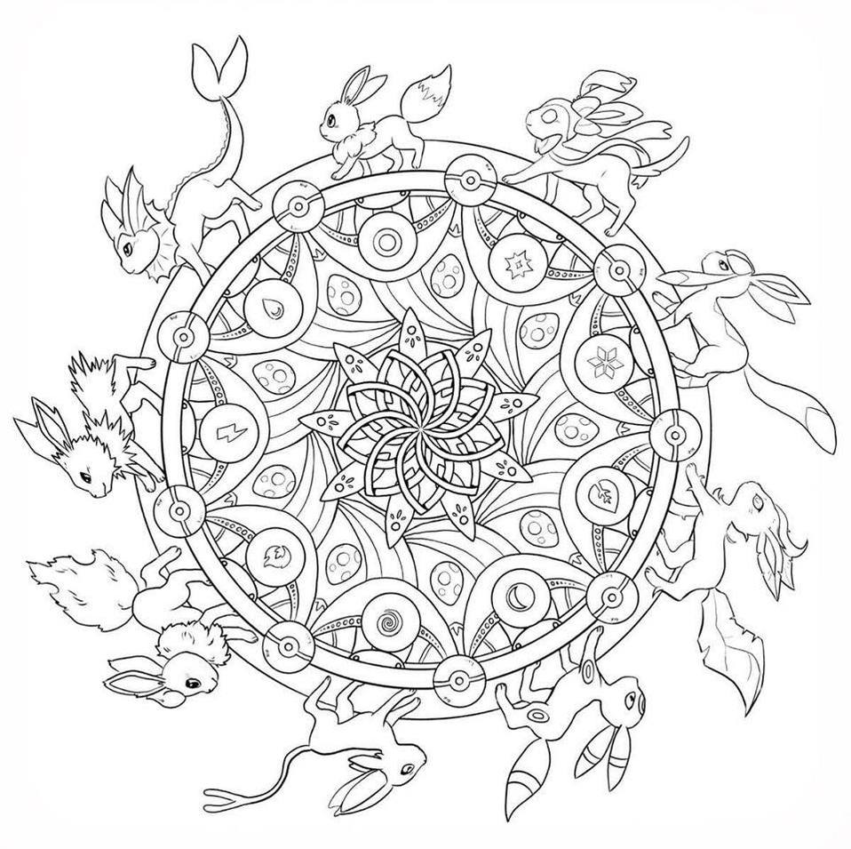 Mandalas Pokémon para colorear.