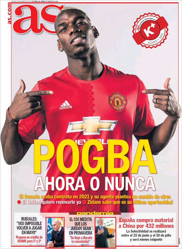 Noticias deportivas en los periódicos del mundo de 26 de marzo de 2020
