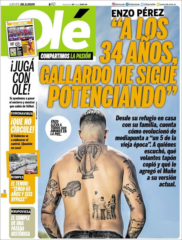 Noticias deportivas en los periódicos del mundo de 26 de marzo de 2020