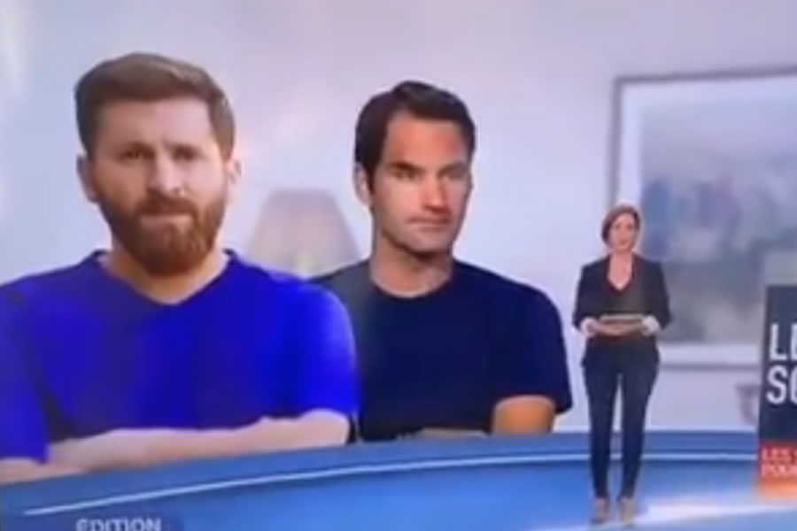 El doble de Lionel Messi apareció junto a Roger Federer en la TV de Francia.