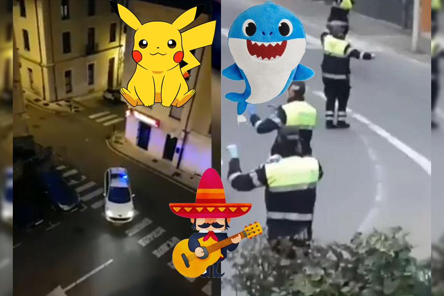 La polícia ha buscado mantener el buen humor entre la población.