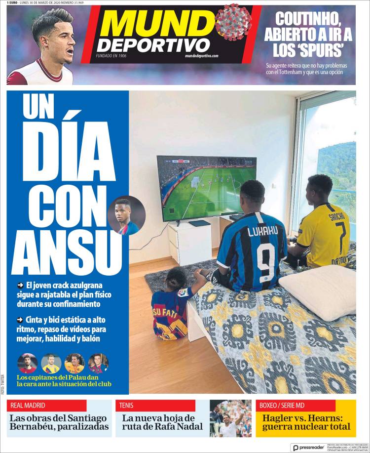 Portadas de principales periódicos del mundo de 30 de marzo de 2020