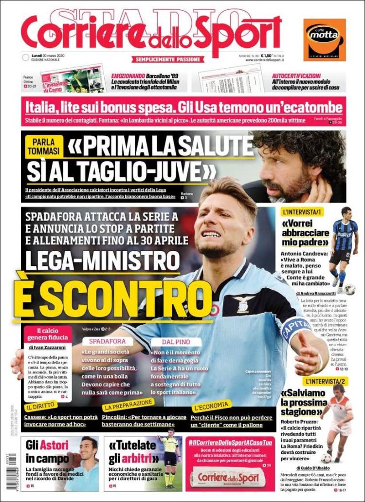 Portadas de principales periódicos del mundo de 30 de marzo de 2020