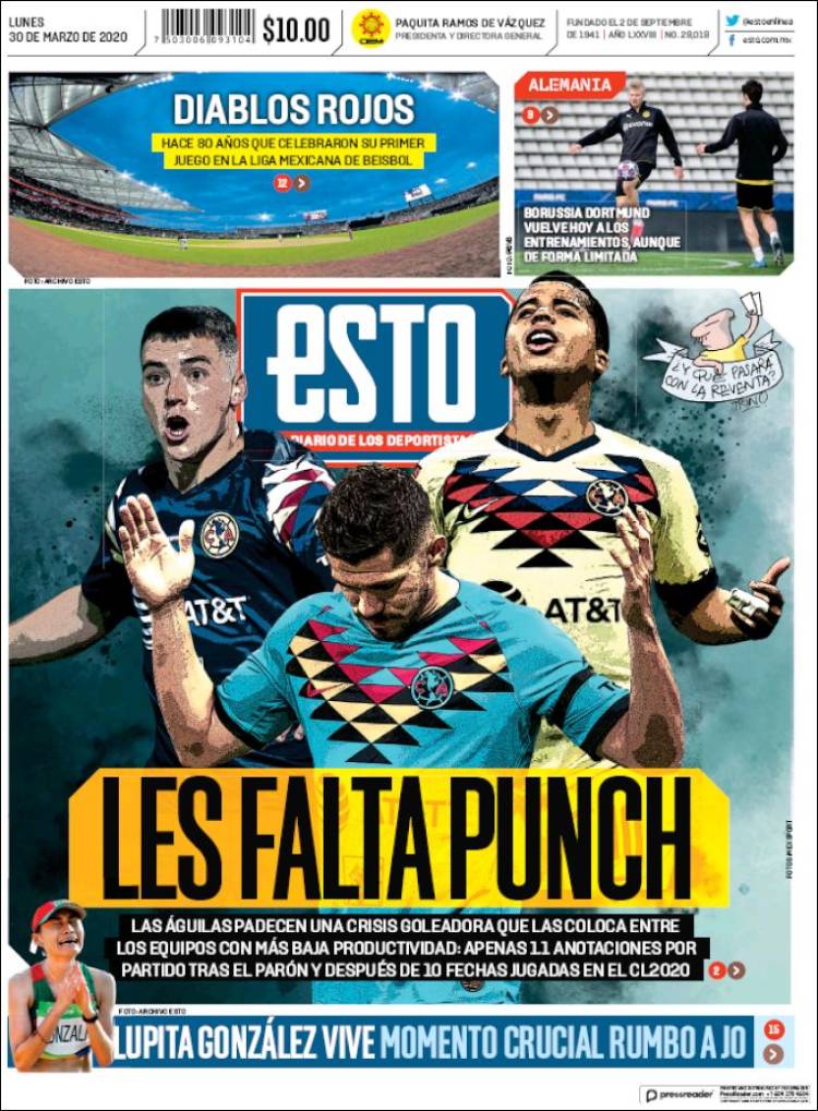 Portadas de principales periódicos del mundo de 30 de marzo de 2020
