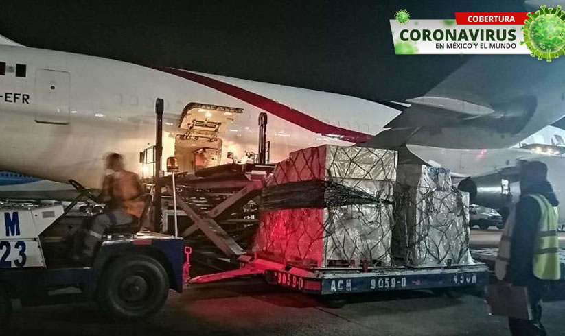 Máscrillas, Kits de detección de Covid-19 y respiradores llegaron a México. (Foto: CCCM)