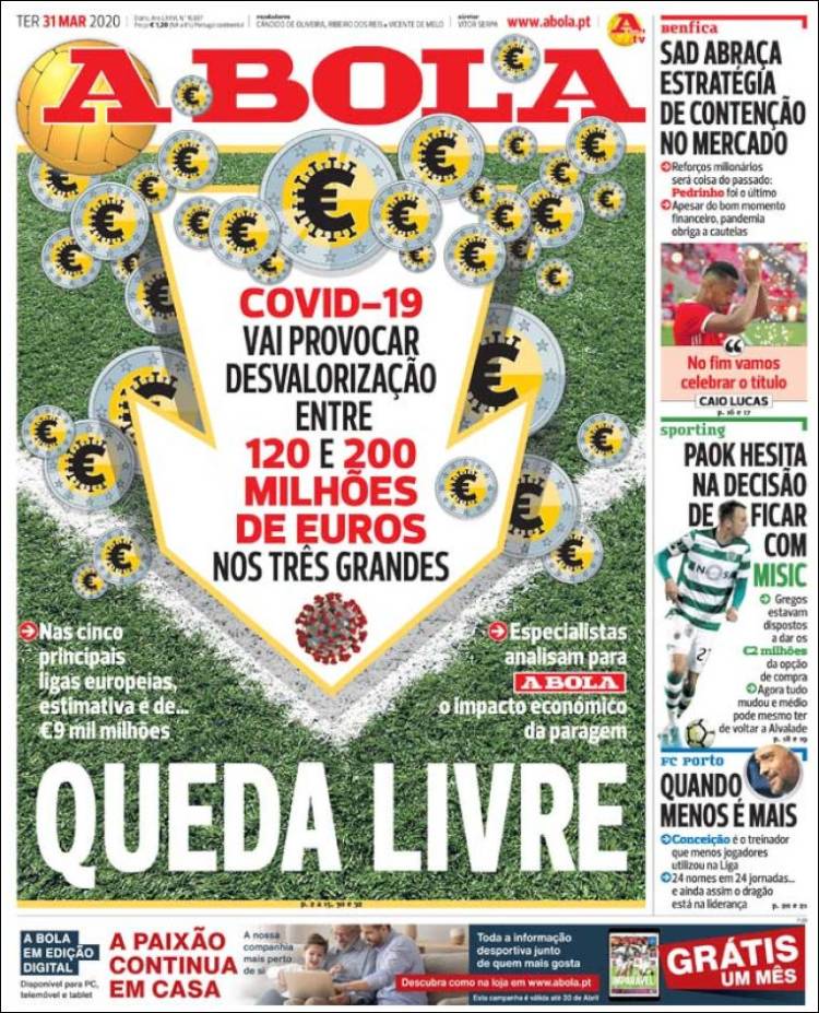 Portadas de principales periódicos del mundo de 31 de marzo 2020