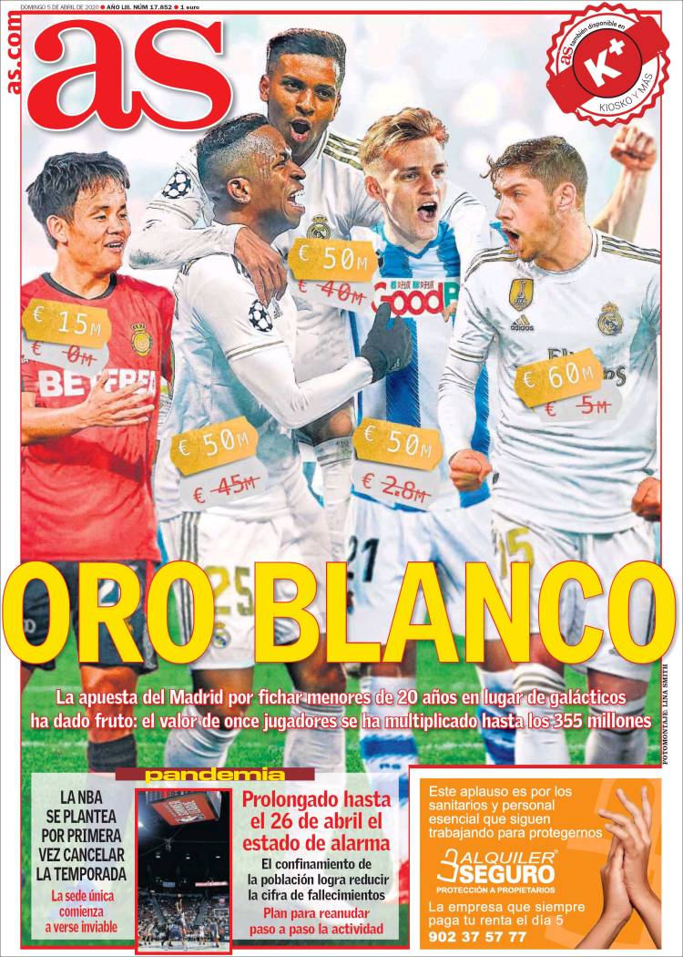 Portadas de principales periódicos del mundo de 05 de abril 2020