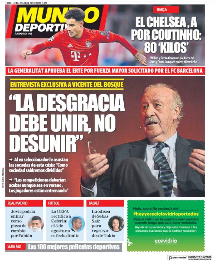 Portadas de principales periódicos del mundo de 06 de abril 2020