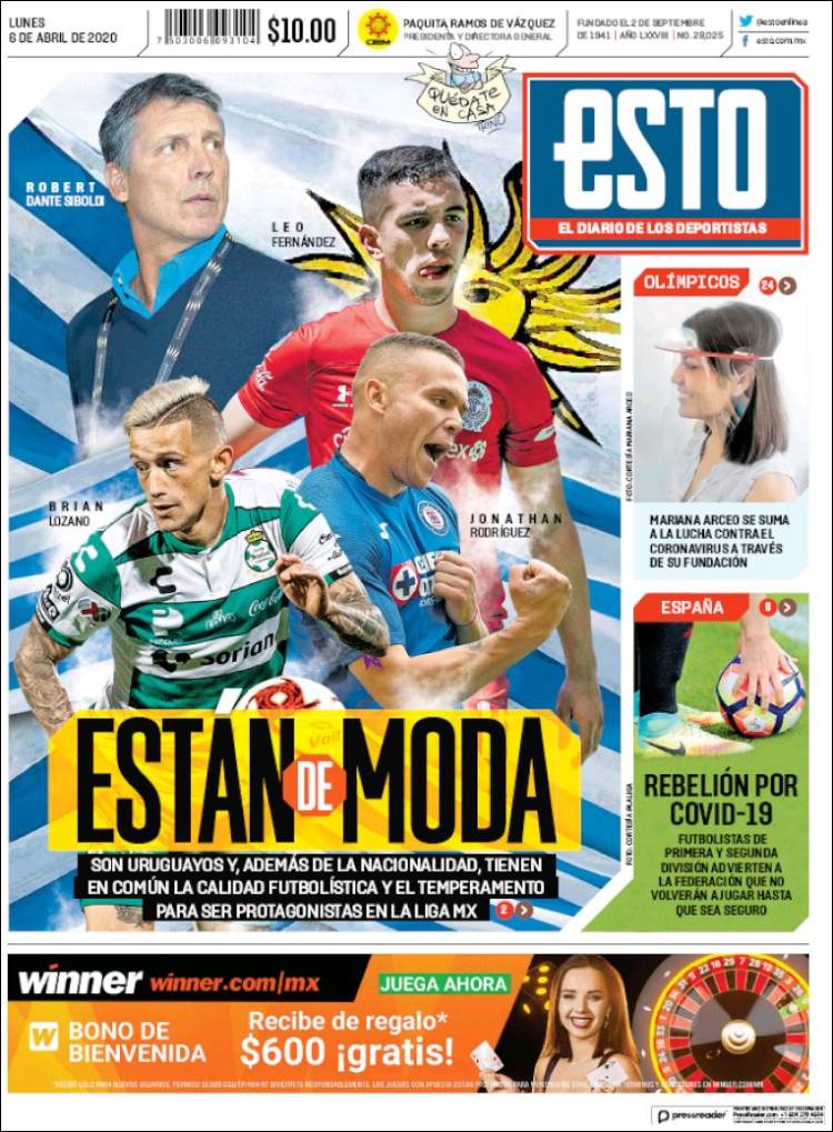 Portadas de principales periódicos del mundo de 06 de abril 2020