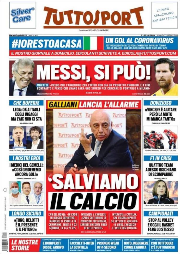 Diario TuttoSport, Italia (07/04/2020)