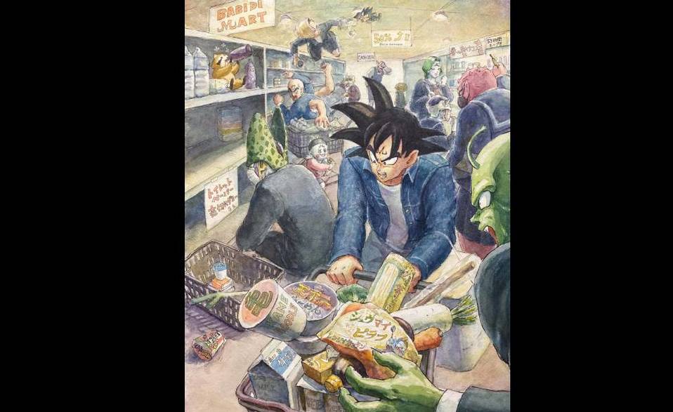 Goku batalla para hacer las compras en el supermercado