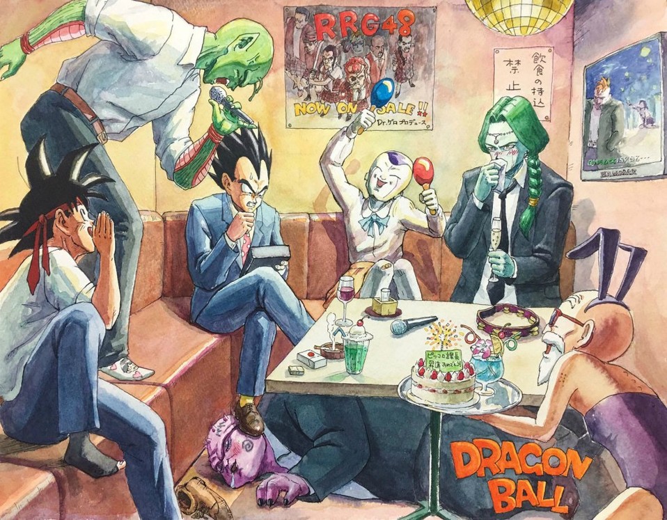 Los Guerreros Z, Freezer y Zarbon disfrutan de una reunión luego del trabajo