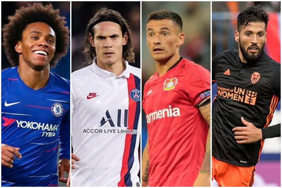 William, Cavani, Aránguiz y Garay, han tenido un paso destacado por el balompié europeo. FOTOS: AFP.