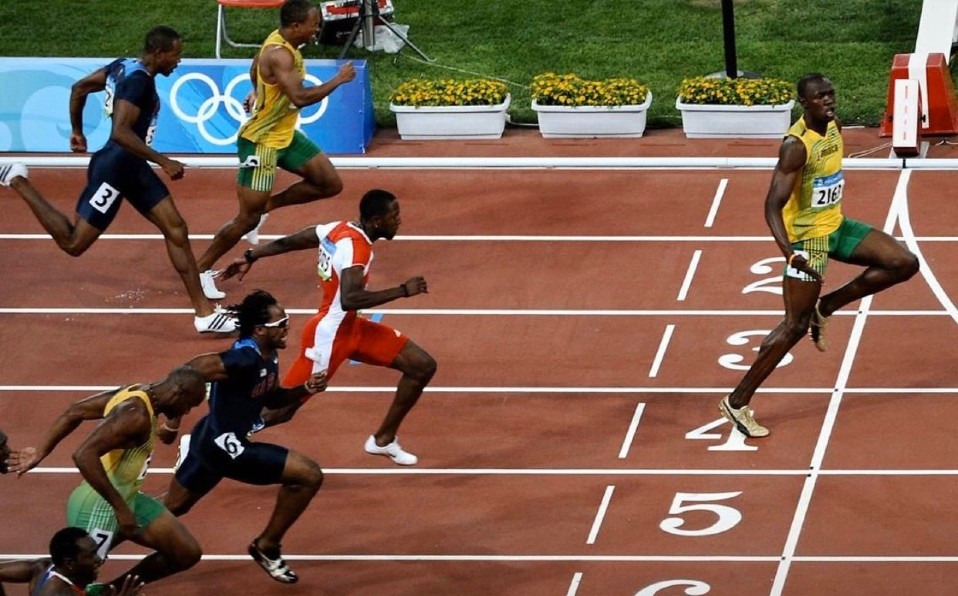 La imagen que Usain Bolt utilizó para recalcar el 'distanciamiento social'. Foto: AFP