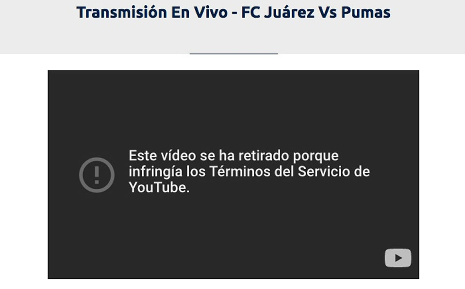 La plataforma de videos y streaming bajó la transmisión.