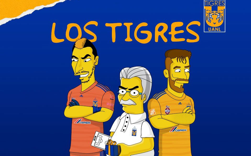 Esta es la caricatura al estilo Simpson que los Tigres compartieron. (@TigresOficial)