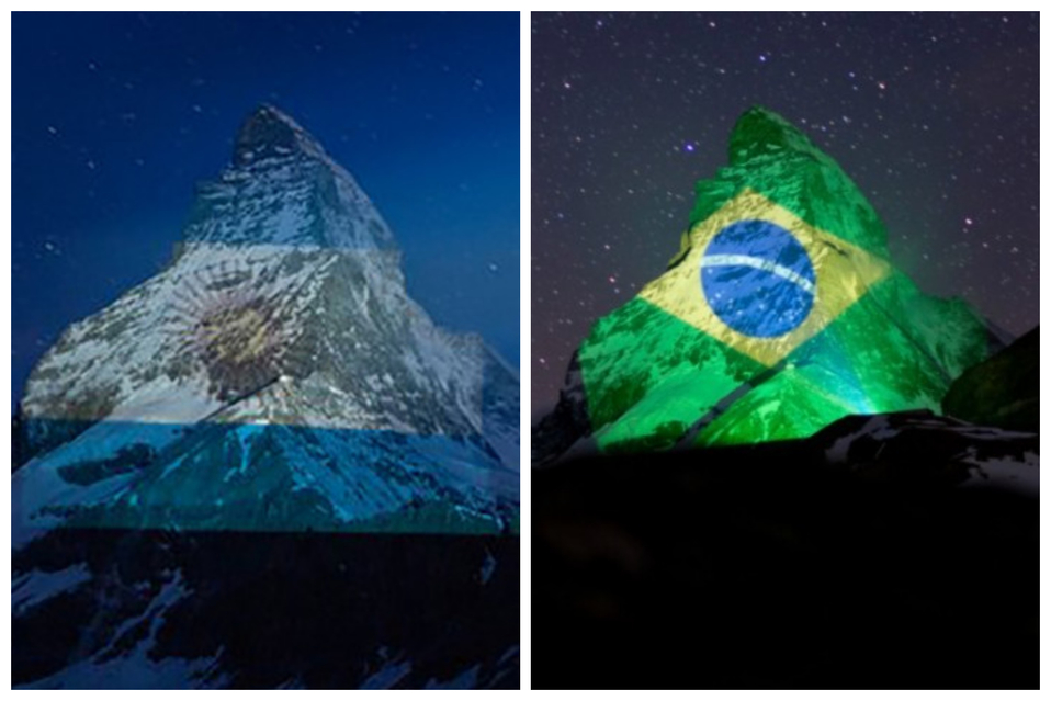 Las banderas de Brasil y Argentina ya han sido proyectadas en los Alpes Suizos.