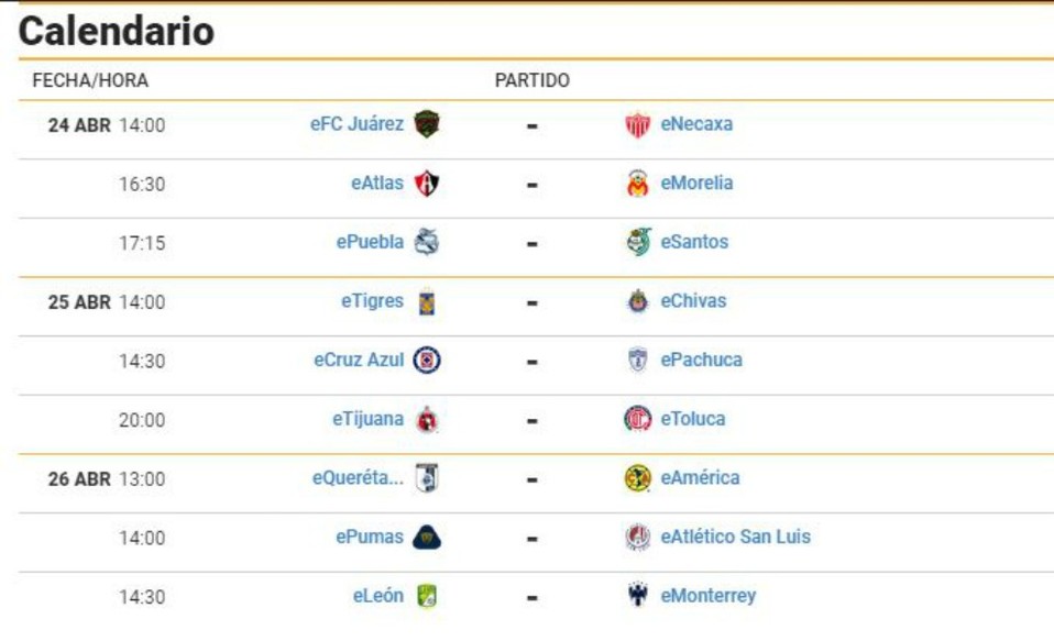 eLiga MX, fechas, horarios y transmisión de la jornada 5